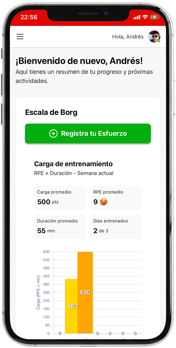 Vista móvil de la plataforma Entrena